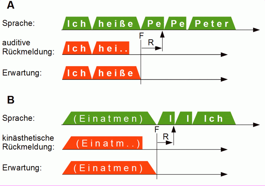 Gestörte auditive Rückmeldung und gestörte Rückmeldung der Atmung